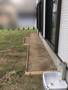 ウッドデッキ土台施工